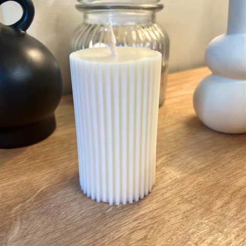 Ribbed Pillar Decorative Candle (Unscented)