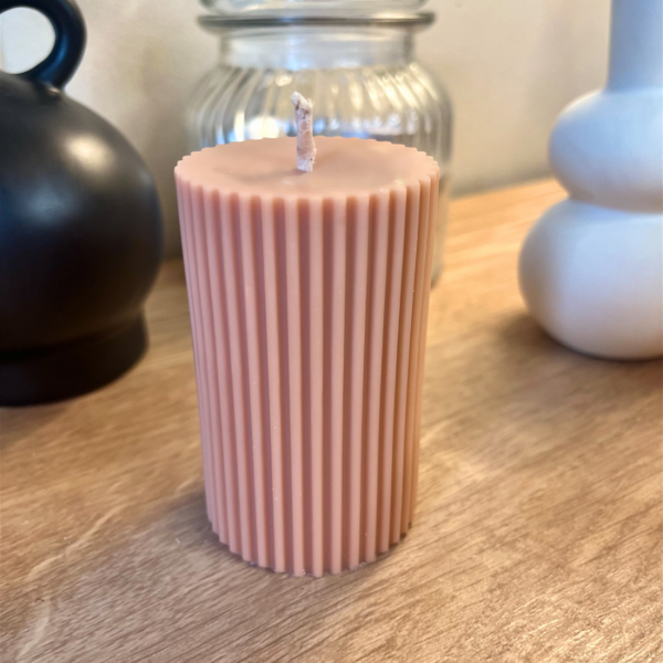 Ribbed Pillar Decorative Candle (Unscented)